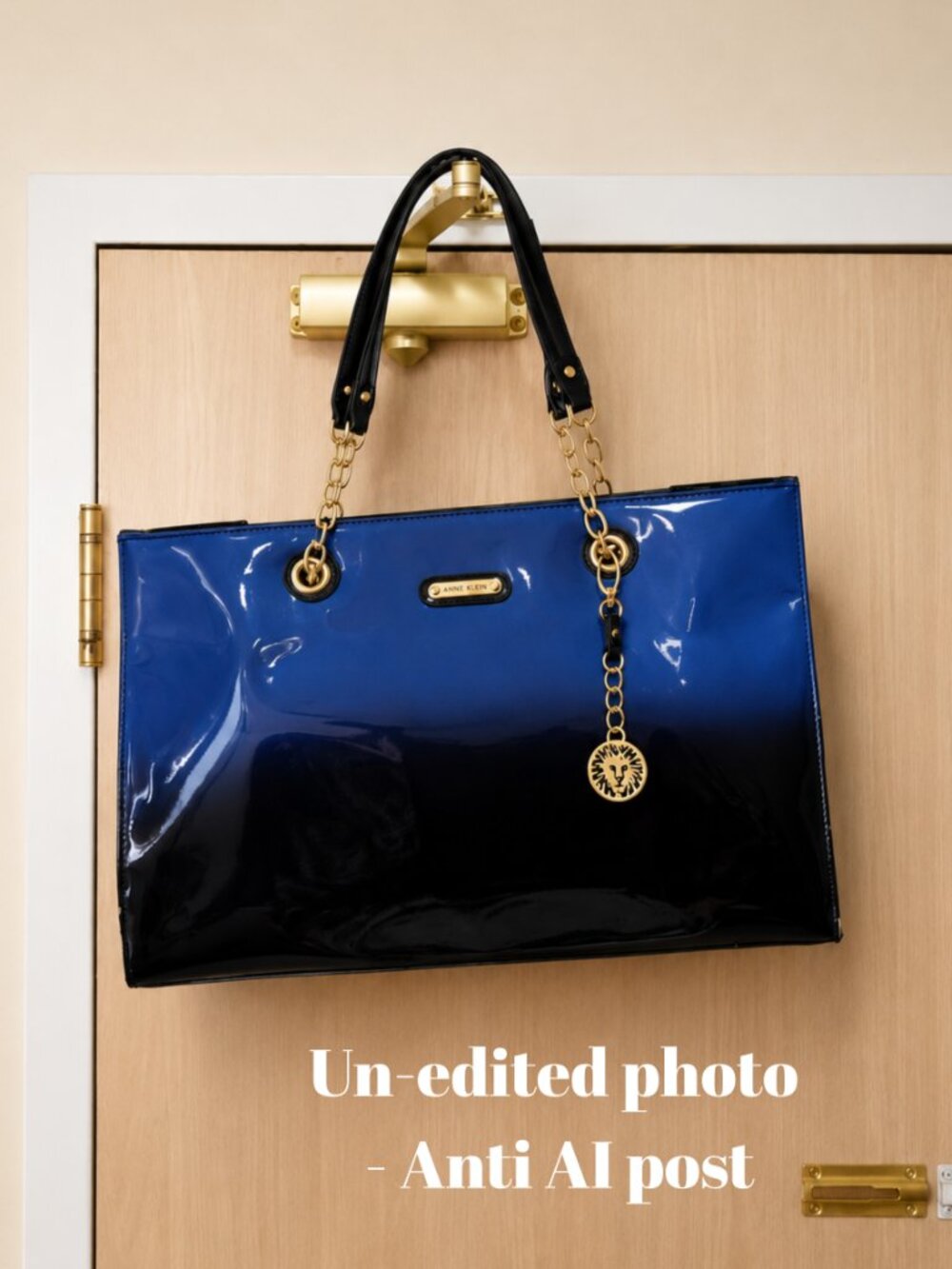 Anne Klein East-West Blue Ombre Patent Tote - Picture 4 of 4